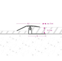Technische Zeichnung eines Übergangsprofils mit Maßangaben.