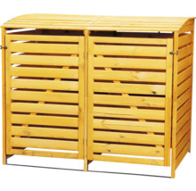 Doppel Mülltonnenbox aus Holz mit Lamellentüren