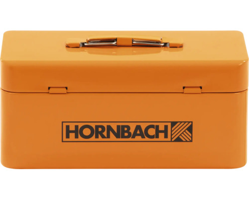 Werkzeugkasten aus Metall mit Hornbach Logo