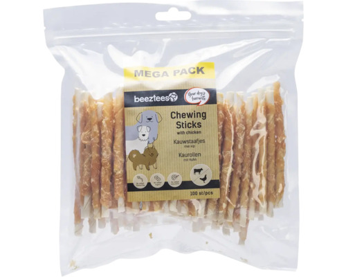 Beutel mit Hundekaustreifen mit Hühnchen Geschmack