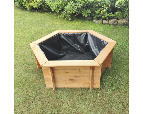 Hochteich promadino Miniteich 6eck-Hochteich, honigbraun mit Teichfolie 122 x 105 x 40 cm