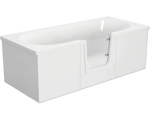 Rechteckbadewanne mit Tür mittig Anschlag rechts Schulte Q2 180x80 cm alpinweiß glänzend mit Front- und 2 Seitenschürzen D80010M4-3 Badewanne mit Tür für barrierefreies Baden