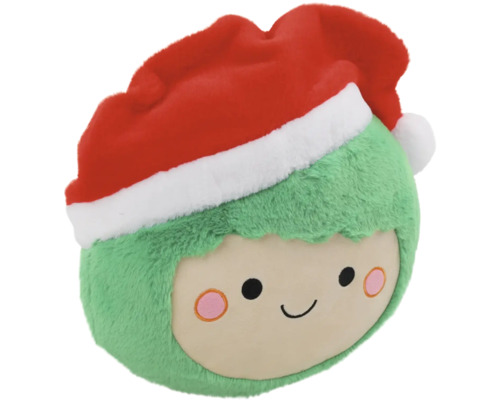 Plüschkissen in Form eines Elfen mit Weihnachtsmütze
