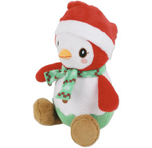 Plüschpinguin mit Weihnachtsmütze und Schal
