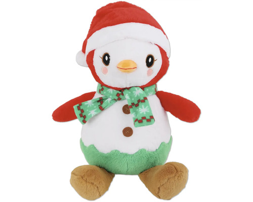 Pinguin Plüschtier mit Weihnachtsmütze und Schal