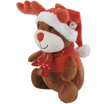 Weihnachtliches Rentier Plüschtier mit Mütze und Schal