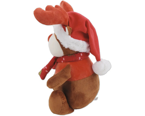 Plüschtier Rentier mit Weihnachtsmütze und Schal