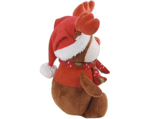 Plüschtier Rentier mit Weihnachtsmütze und Schal