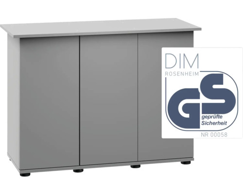 Grauer Unterschrank mit GS Zeichen für geprüfte Sicherheit