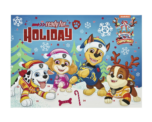 Paw Patrol Adventskalender mit den Charakteren Marshall, Skye, Chase und Rubble