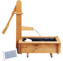 Holztrog eckig mit Wasserspiel Solar honigfarben