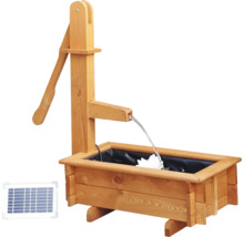 Holztrog eckig mit Wasserspiel Solar honigfarben