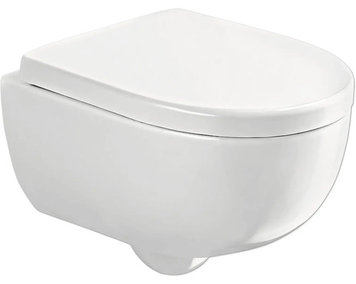 Wandtiefspülklosett-Set Geberit Renova Compact spülrandlos weiß mit WC-Sitz Hängendes WC aus Keramik mit WC Sitz