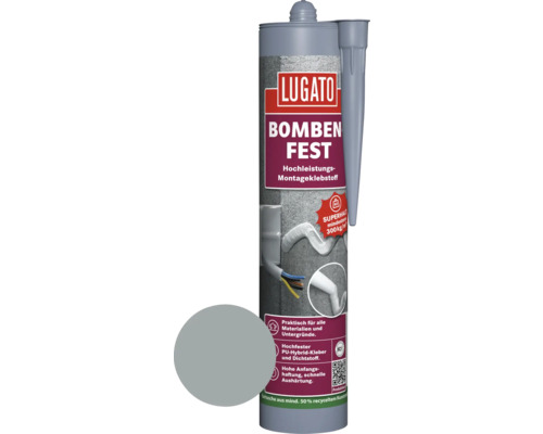 Lugato Bombenfest Montagekleber/Dichtstoff grau 480 g Lugato Bombenfest Montageklebstoff Kartusche