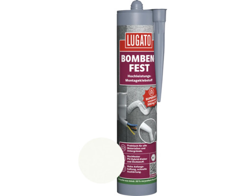 Lugato Bombenfest Montagekleber/Dichtstoff weiss 480 g Lugato Bombenfest Montageklebstoff Kartusche