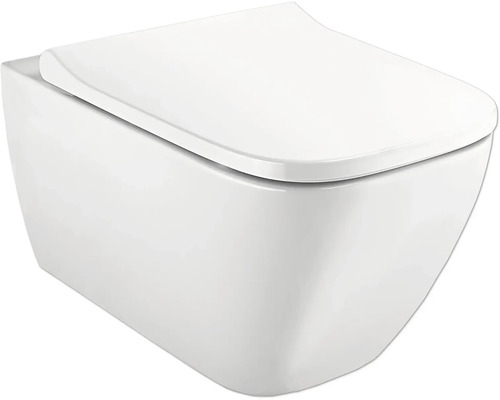 Wandtiefspülklosett-Set Geberit Smyle Square ohne Spülrand weiß glänzend mit WC-Sitz Wandhängendes WC aus Sanitärkeramik mit WC-Sitz