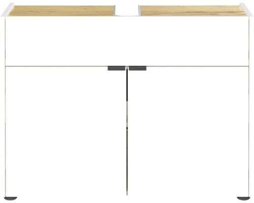 Waschbeckenunterschrank mit zwei Türen und Holzplatte