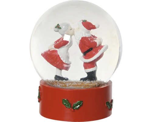 Schneekugel Weihnachtskuss Glas Ø 10 cm H 12,1 cm Schneekugel mit Weihnachtsmann und Weihnachtsfrau beim Küssen