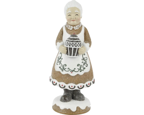 Dekofigur Lebkuchenfigur Großmutter Polyresin 13 x 12,5 x 31 cm Dekofigur Oma mit Kuchen für die Weihnachtsdekoration
