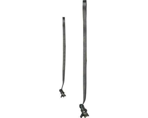 Zwei graue Spanngurte mit Clipverschluss