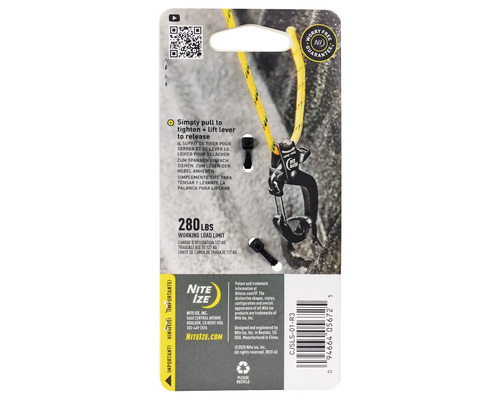 Nite Ize Karabiner-Set mit Zugmechanismus und gelbem Seil