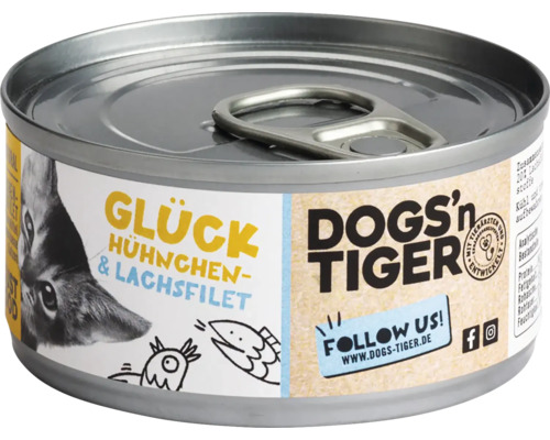 Katzenfutter nass DOGS`n TIGER Glück Hühnchen- & Lachsfilet 70 g kein Zucker, kein Getreide und keine künstlichen Aroma-, Farb- und Konservierungsstoffe