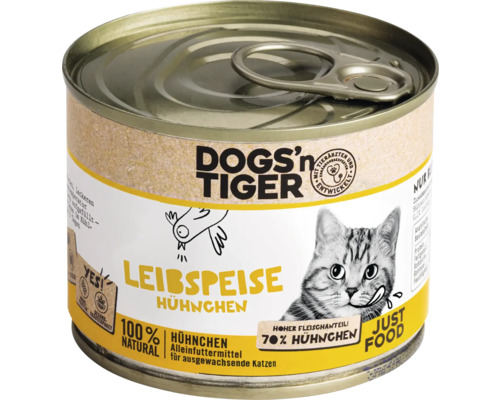 Katzenfutter nass DOGS`n TIGER Leibspeise Hühnchen 200 g kein Zucker, kein Getreide und keine künstlichen Aroma-, Farb- und Konservierungsstoffe Katzenfutter nass DOGS`n TIGER Leibspeise Hühnchen 200 g kein Zucker, kein Getreide und keine künstlichen Aroma-, Farb- und Konservierungsstoffe