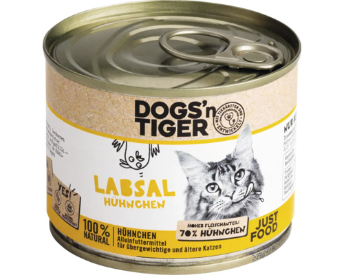 Katzenfutter nass DOGS`n TIGER Labsal Hühnchen 200 g kein Zucker, kein Getreide und keine künstlichen Aroma-, Farb- und Konservierungsstoffe Katzenfutter nass DOGS`n TIGER Labsal Hühnchen 200 g kein Zucker, kein Getreide und keine künstlichen Aroma-, Farb- und Konservierungsstoffe