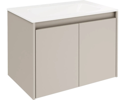 Waschbeckenunterschrank Fackelmann Compact Line 71x51.5x46.5 cm mit Waschbecken cashmere Waschtischunterschrank mit zwei Türen und eingelassenem Waschbecken