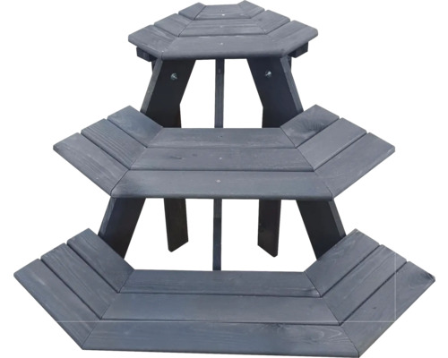 Dreistufiger Pflanzentisch aus Holz für den Garten