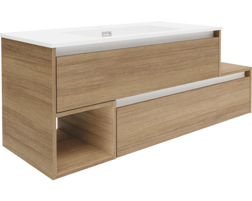 Waschtischunterschrank mit Schubladen und offenem Fach