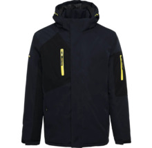 Dunkle Herren Winterjacke mit Kapuze und Reißverschlusstaschen