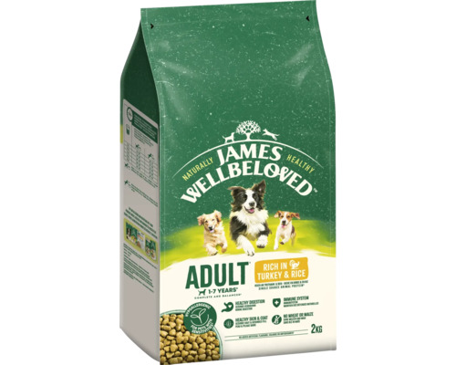 Hundefutter trocken JAMES WELLBELOVED™ Adult Truthahn & Reis 2 kg hypoallergen Hundefutter trocken JAMES WELLBELOVED™ Adult Truthahn & Reis 2 kg hypoallergen