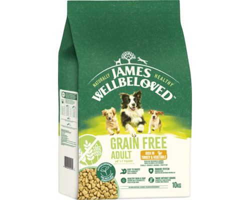 Hundefutter trocken JAMES WELLBELOVED™ Superfoods Adult Small Breed Turkey & Rice 10 kg für kleine Hunde mit Truhthahn und Reis, hypoallergen James Wellbeloved Adult Hundefutter, getreidefrei, mit Truthahn und Gemüse, 10 kg