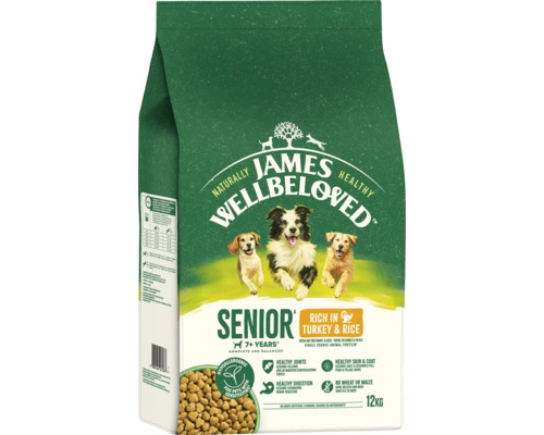 Hundefutter trocken JAMES WELLBELOVED™ Senior Turkey & Rice 12 kg, mit Truthahn, Reis, hypoallergen Hundefutter trocken JAMES WELLBELOVED™ Senior Turkey & Rice 12 kg, mit Truthahn, Reis, hypoallergen