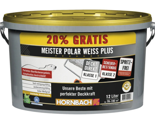 Eimer Meister Polar Weiss Plus Innenfarbe, 12 Liter