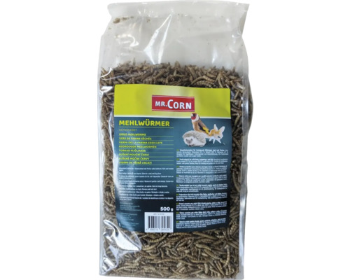 Verpackung getrocknete Mehlwürmer von Mr. Corn, 500 Gramm