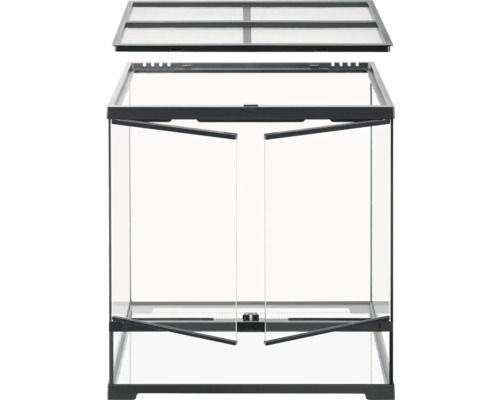 Terrarium Exo Terra EX - Pro Terrarium™ Medium Tall 60 x 45 x 60 cm ohne Dekoration, Bodengrund und Technik Terrarium aus Glas mit doppelter Fronttür und Gitterabdeckung