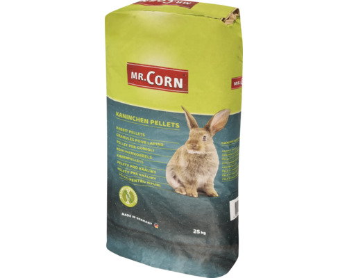 Sack Kaninchenfutter mit Abbildung eines Kaninchens und dem Logo von Mr. Corn, 25 Kilogramm