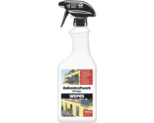 WEPOS Balkonkraftwerk Reiniger in einer 750-ml-Sprühflasche