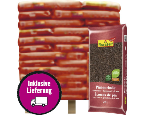 Pinienrinde FloraSelf Select 39x20 L (= 0,78 m³) Palette inkl. Lieferung Floraself Pinienrinde extra fein 20 Liter inklusive Lieferung