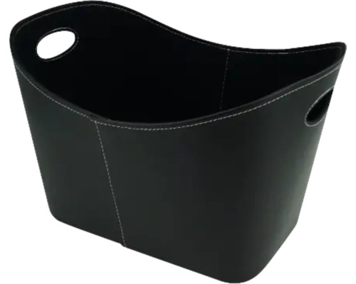 Aufbewahrungsbox Holzkorb VALO Kunstleder 55x40x36 cm schwarz Schwarzer Korb aus Kunstleder mit Griffen