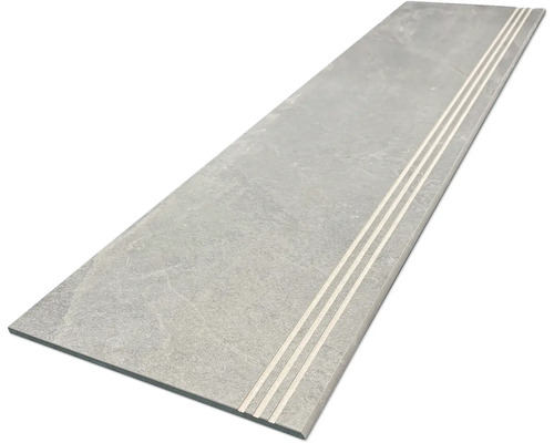 Feinsteinzeug Stufenfliese Mirava Narvik smoke 30x120 cm matt rektifiziert Treppenstufe aus Steinzeug mit drei Rillen