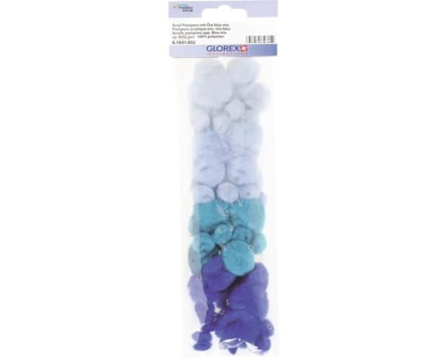 Acryl Pompons mit Öse, blau gemischt, etwa 45 Stück aus 100 Prozent Polyester