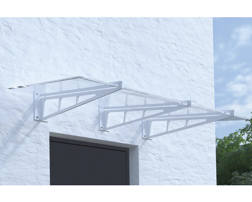Vordach ARON Pultform Calais VSG 200x105 cm weiß ohne Wandanschlussprofil