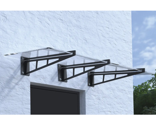 Vordach ARON Pultform Calais VSG 200x105 cm anthrazit ohne Wandanschlussprofil