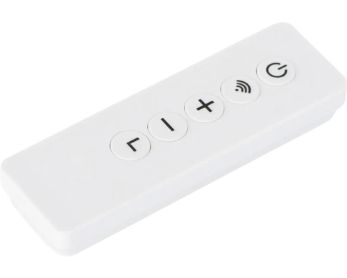 Weiße Fernbedienung mit verschiedenen Tasten zur Steuerung