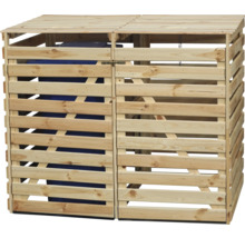 Doppel-Mülltonnenbox aus Holz mit Deckel für zwei Abfallbehälter