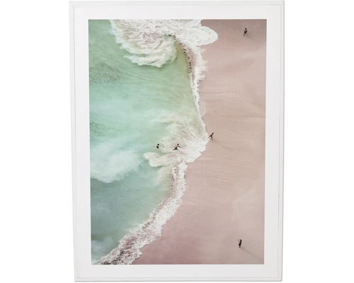 Gerahmtes Dekopanel Ocean 30x40 cm Gerahmtes Wandbild mit Strandmotiv und spielenden Menschen