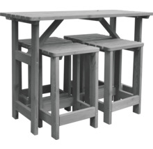Barset Promadino 4 -Sitzer, Tisch, 4 Hocker Holz grau